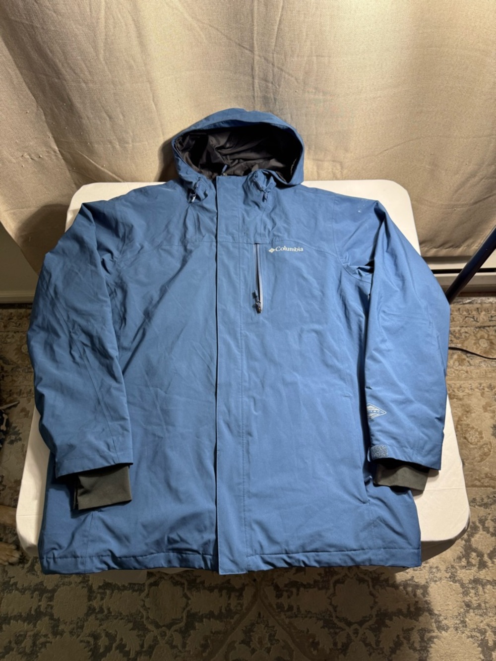 Columbia Omni Heat Interchange Lightweight Rain Jacket Men Size large Blue